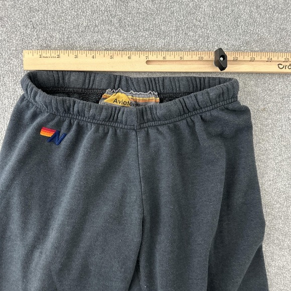 Aviator Nation Sweatpants Womens XS Black Rainbow 5 Stripe Fleece Joggers USA - Picture 6 of 7